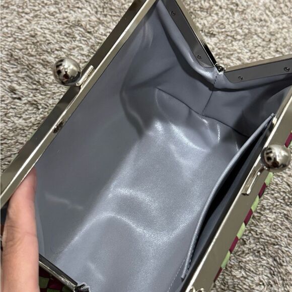 Colocrblock Woven Cowhide Handmade Metal Frame & Kisslock Box Bag,  Crossbody - Picture 11 of 12